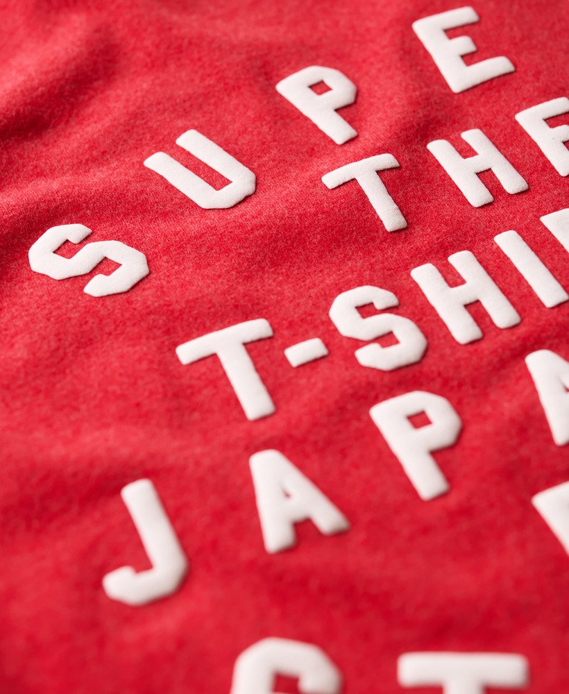 getailleerd t-shirt met puffprint in papajarood gemêleerd