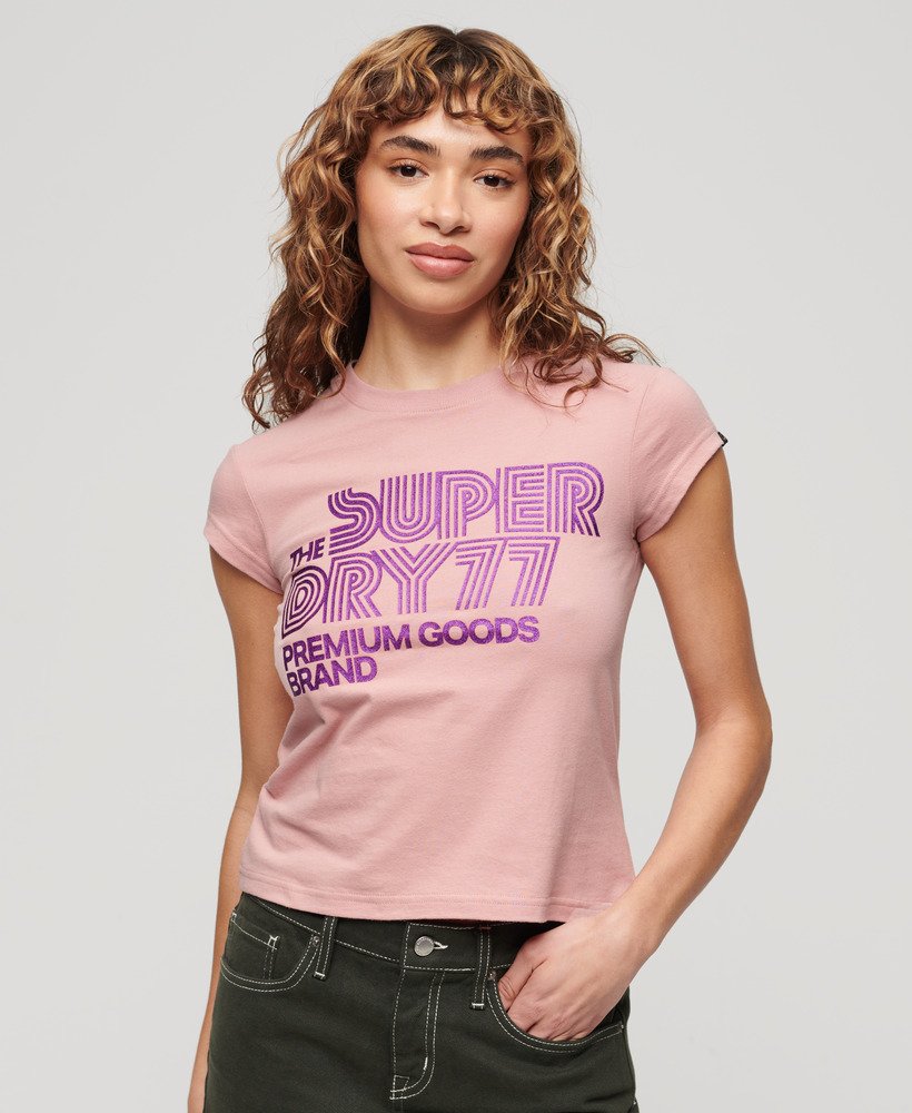 retro glitterlogo t-shirt in vintage blushroze