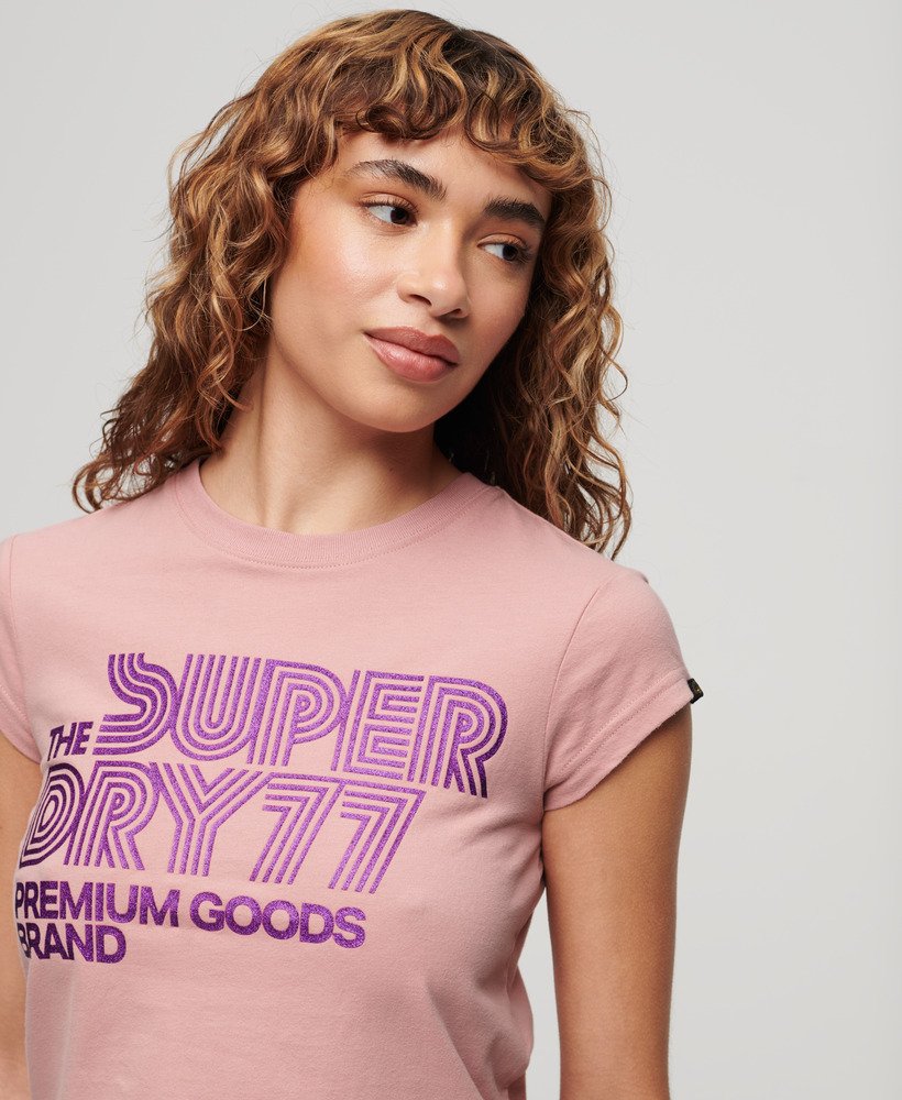 retro glitterlogo t-shirt in vintage blushroze