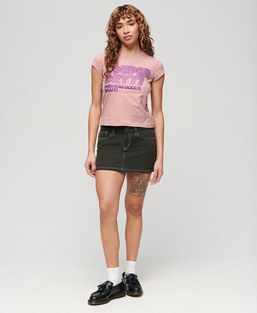 retro glitterlogo t-shirt in vintage blushroze