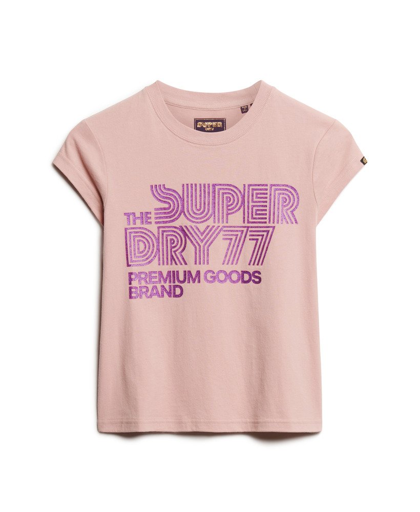 retro glitterlogo t-shirt in vintage blushroze