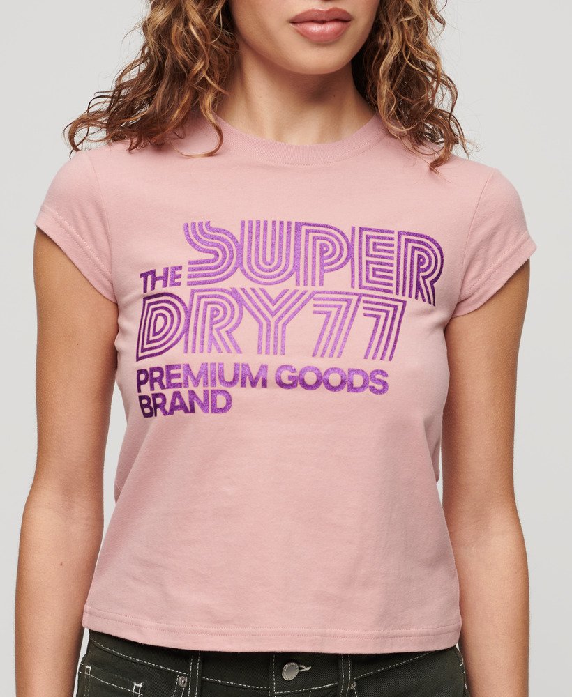 retro glitterlogo t-shirt in vintage blushroze