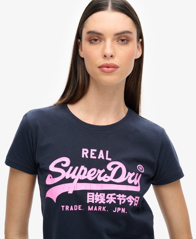 neonkleurig t-shirt met grafische print in eclipse navy