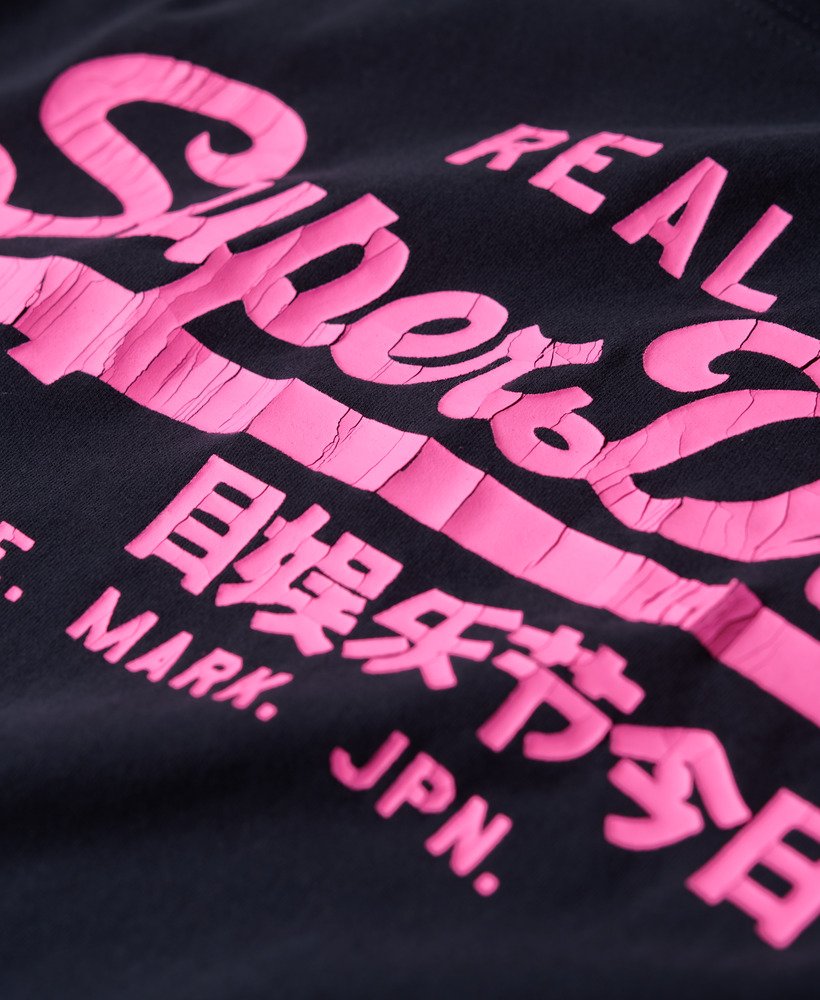 neonkleurig t-shirt met grafische print in eclipse navy