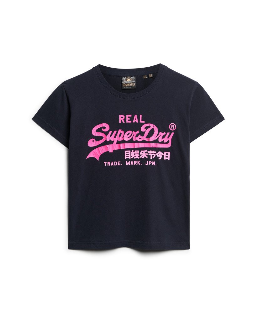 neonkleurig t-shirt met grafische print in eclipse navy