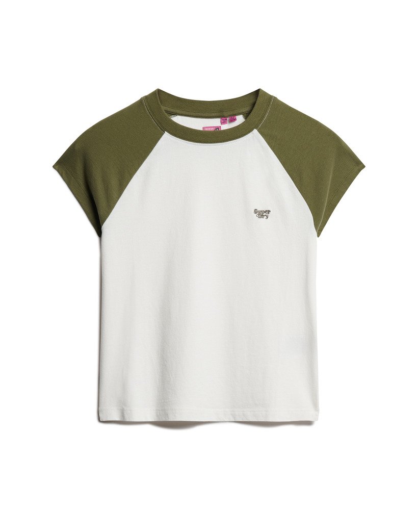 t-shirt met essential logo van biologisch katoen in olijfgroengebroken wit.