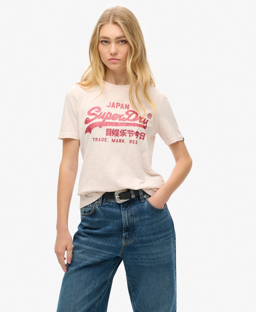 metallic logo relaxed t-shirt in mauve krijtroze