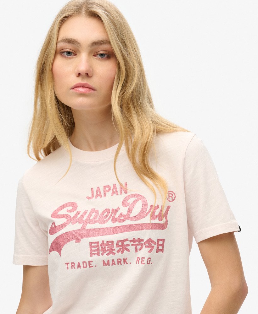 metallic logo relaxed t-shirt in mauve krijtroze