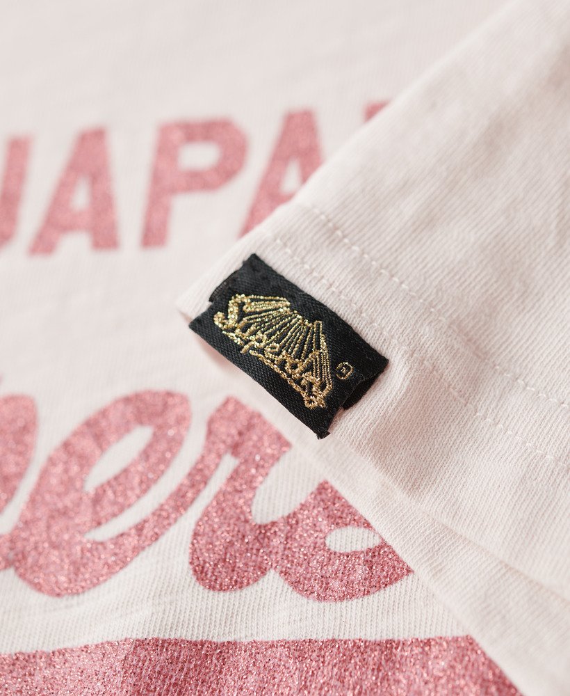 metallic logo relaxed t-shirt in mauve krijtroze