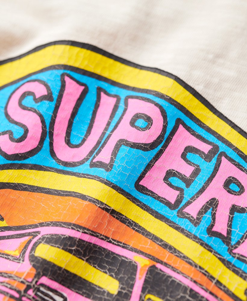 neon motor graphic fitted t-shirt in cream slub
