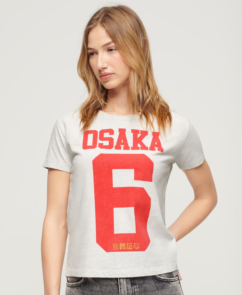 osaka graphic fitted t-shirt in ice marl