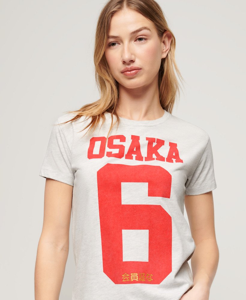 osaka graphic fitted t-shirt in ice marl