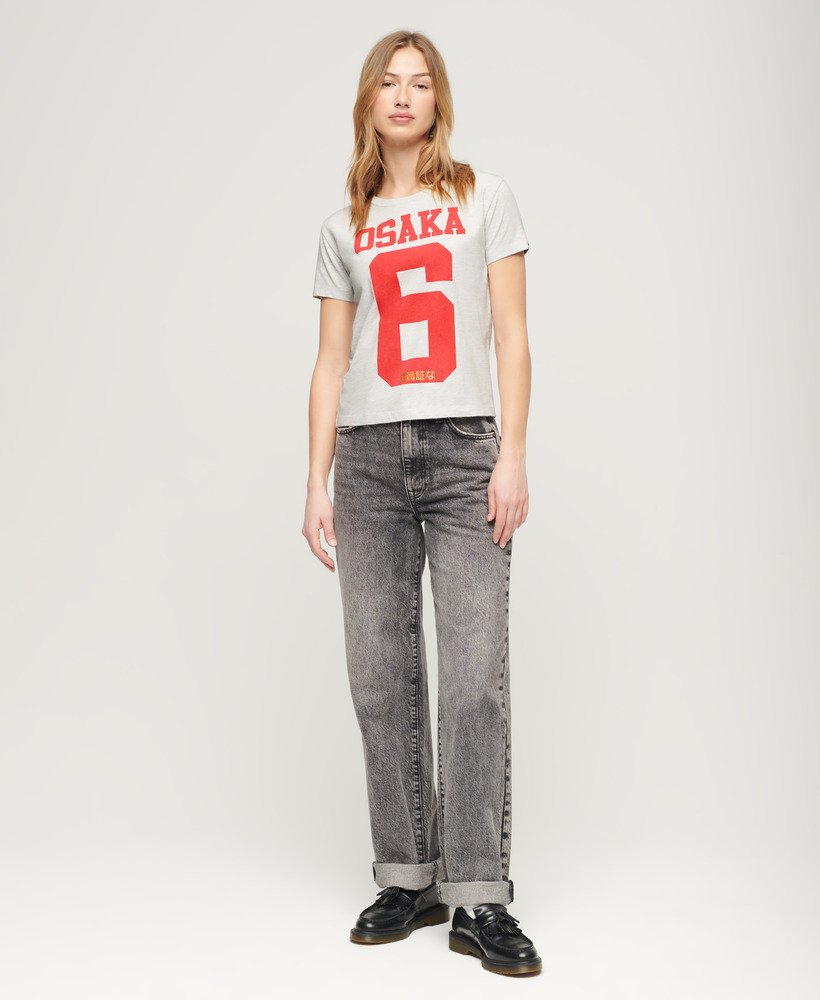 osaka graphic fitted t-shirt in ice marl