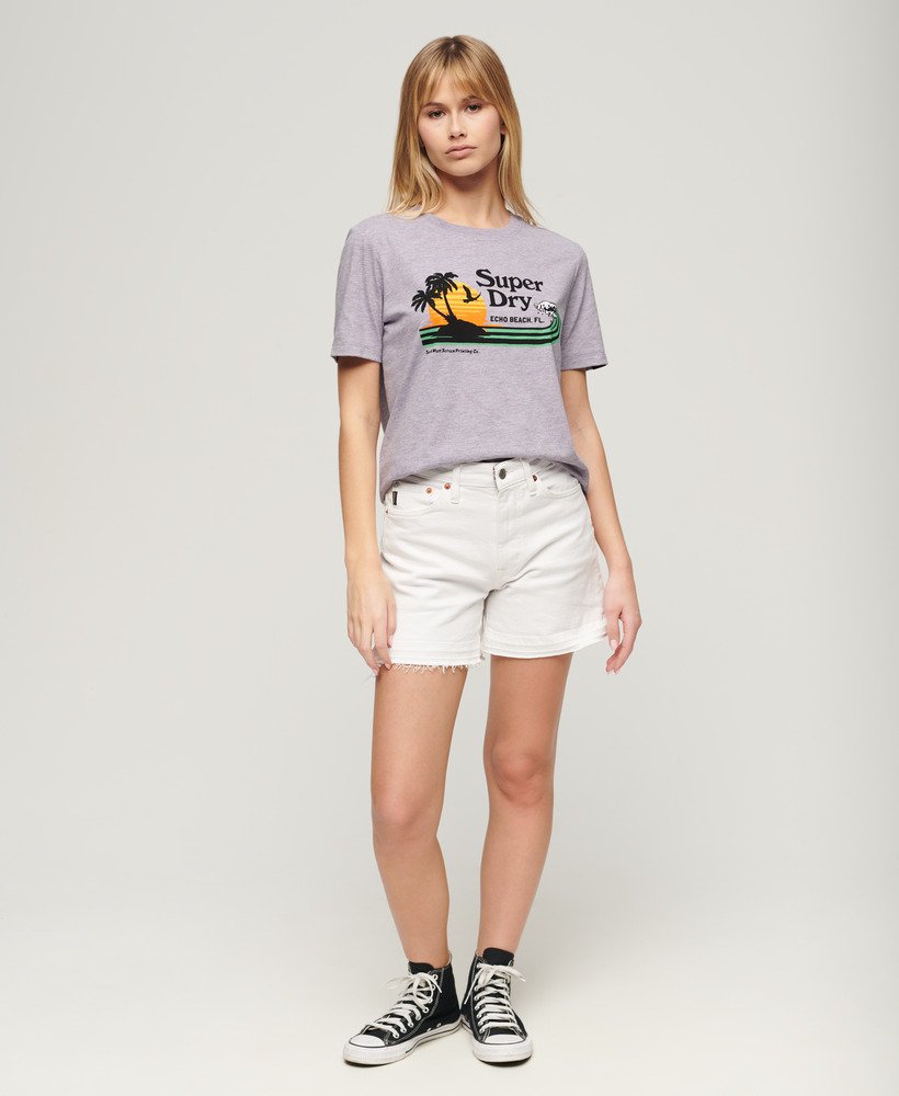 relaxed t-shirt met outdoor strepen in parma violet paars gemêleerd