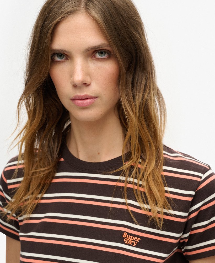 essential logo getailleerd t-shirt met strepen in bison black stripe