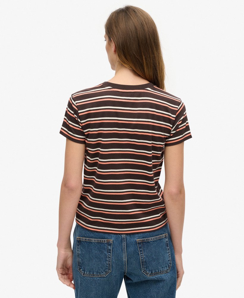 essential logo getailleerd t-shirt met strepen in bison black stripe