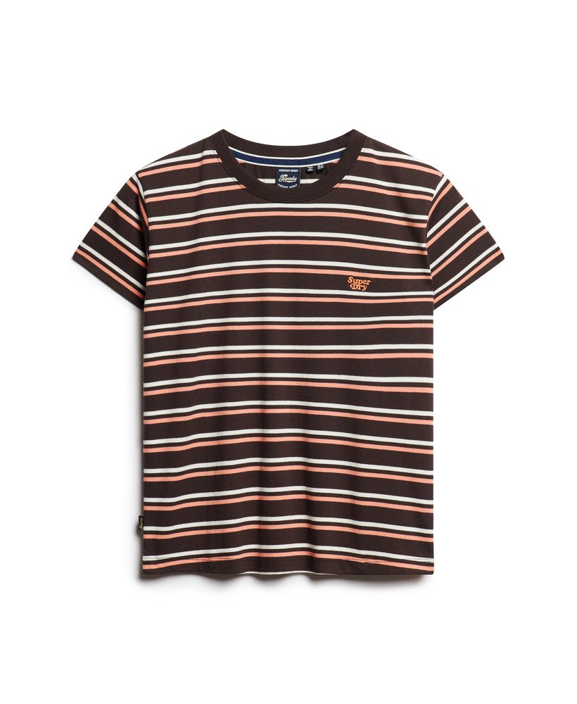 essential logo getailleerd t-shirt met strepen in bison black stripe