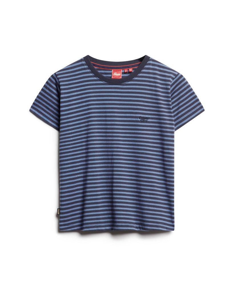getailleerd t-shirt met essential logo-strepen in wedgewood bluerichest navy stripe