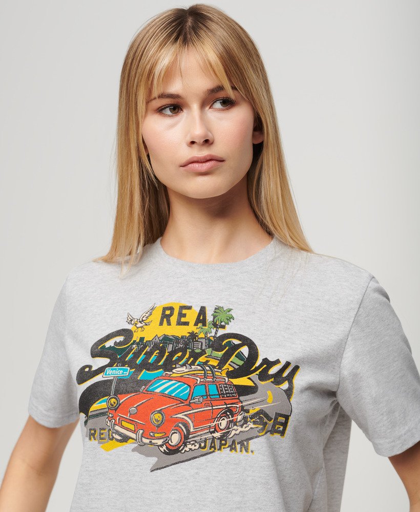 la graphic relaxed tee in flake grey marl