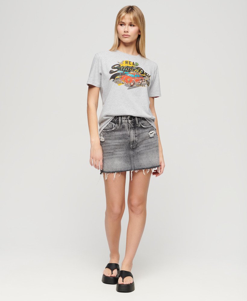 la graphic relaxed tee in flake grey marl
