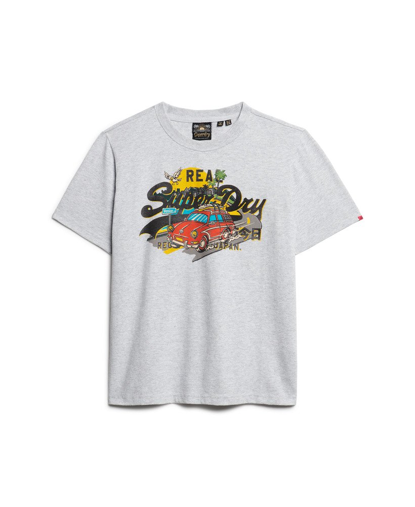 la graphic relaxed tee in flake grey marl