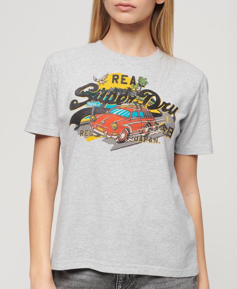 la graphic relaxed tee in flake grey marl