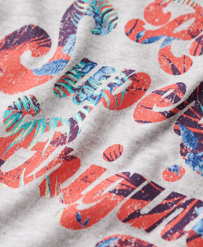 t-shirt met bloemenprint en korte mouwen in gemêleerd grijs.