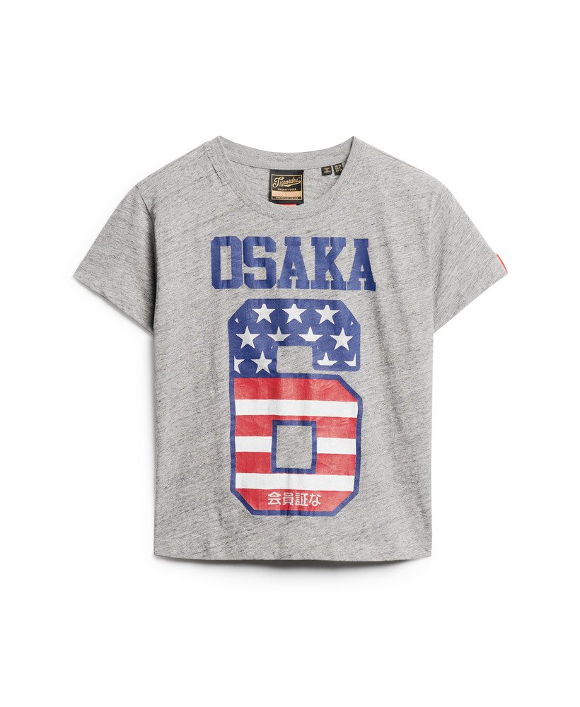 osaka 6 flag 90s t-shirt in sportief grijs gemêleerd