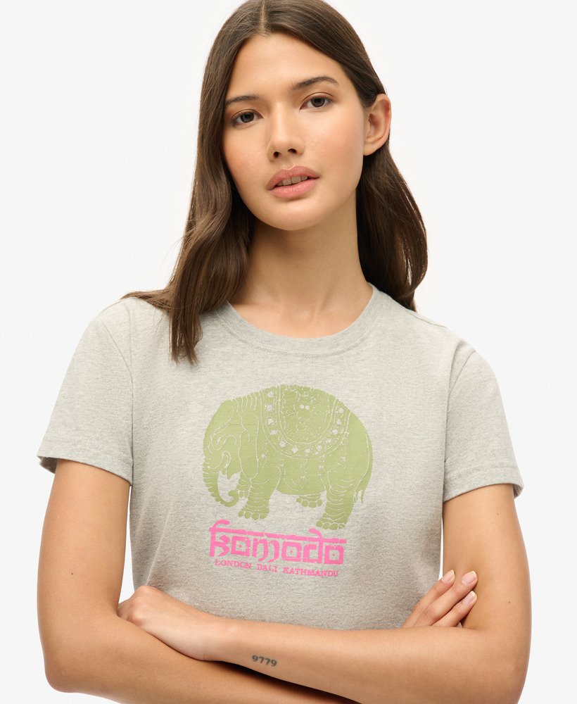 superdry x komodo hathi t-shirt in pumice stone beige marl