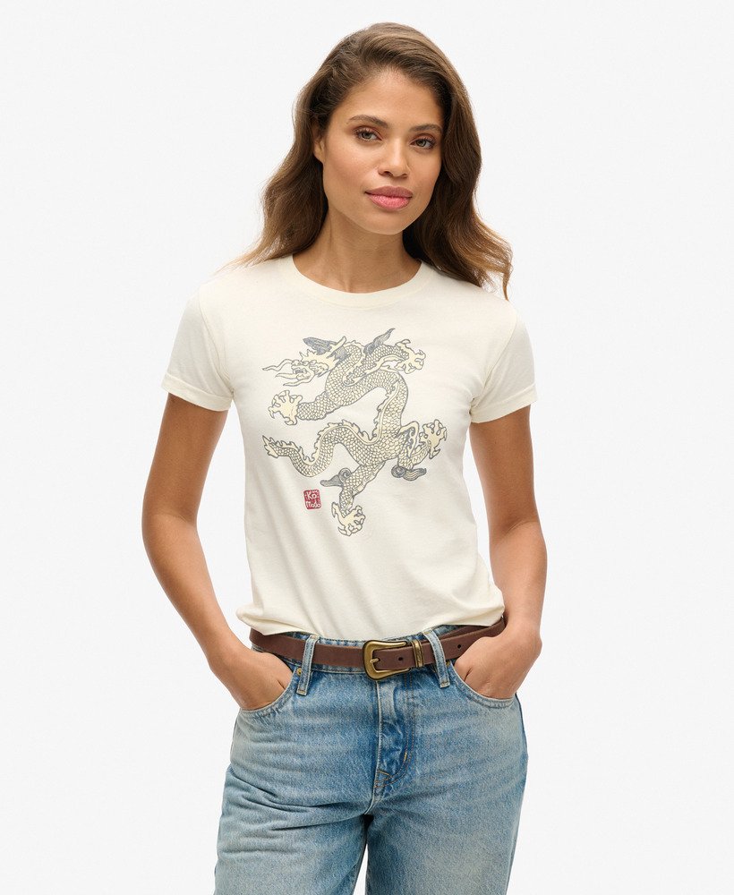 superdry x komodo dragon slim t-shirt in ecru