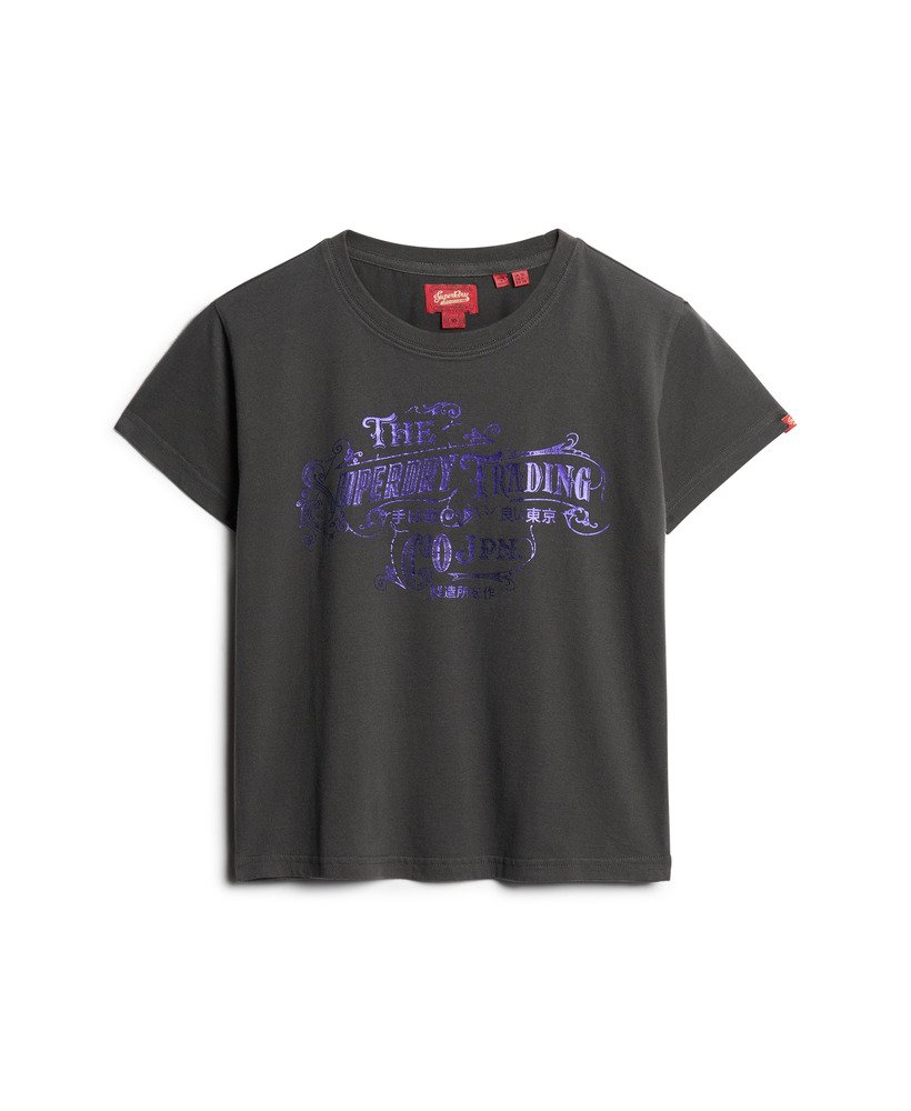 foil workwear getailleerd t-shirt in gewassen zwart