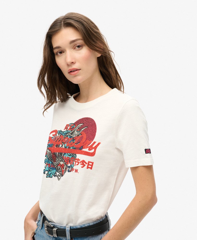 tokyo vintage logo graphic relaxed t-shirt in winter white