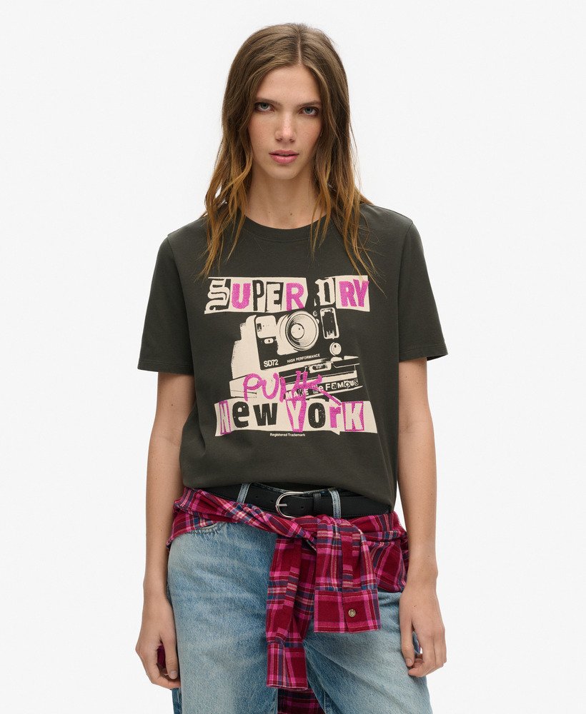 lo-fi punk poster relaxed t-shirt in gitzwart