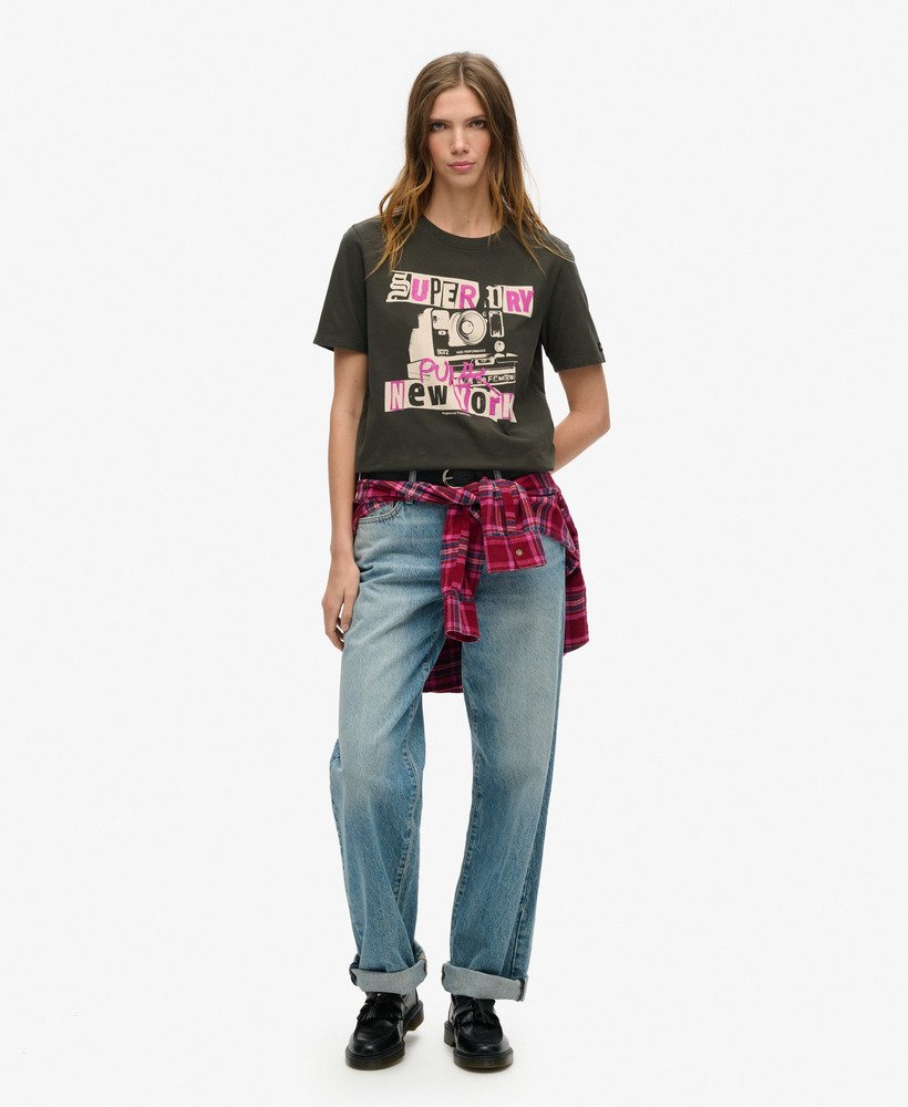 lo-fi punk poster relaxed t-shirt in gitzwart