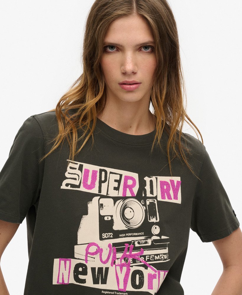 lo-fi punk poster relaxed t-shirt in gitzwart