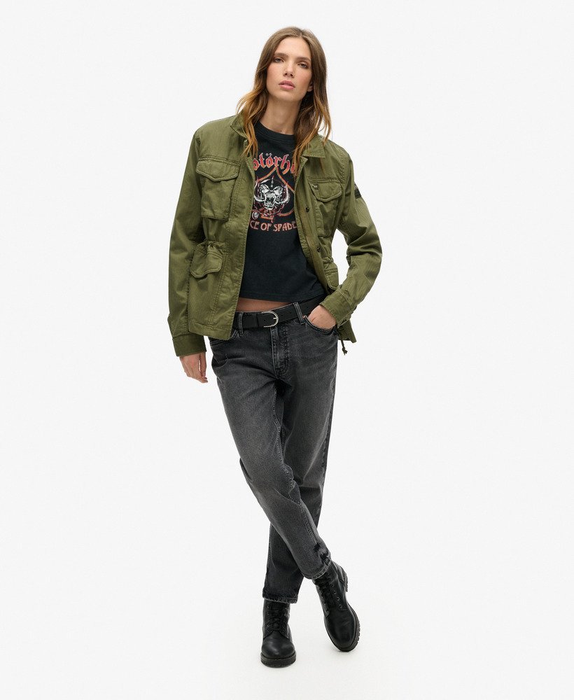 motörhead x superdry t-shirt met korte mouwen in zwaar donkerzwart