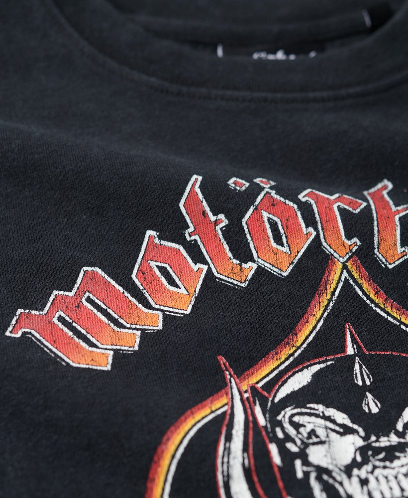 motörhead x superdry t-shirt met korte mouwen in zwaar donkerzwart