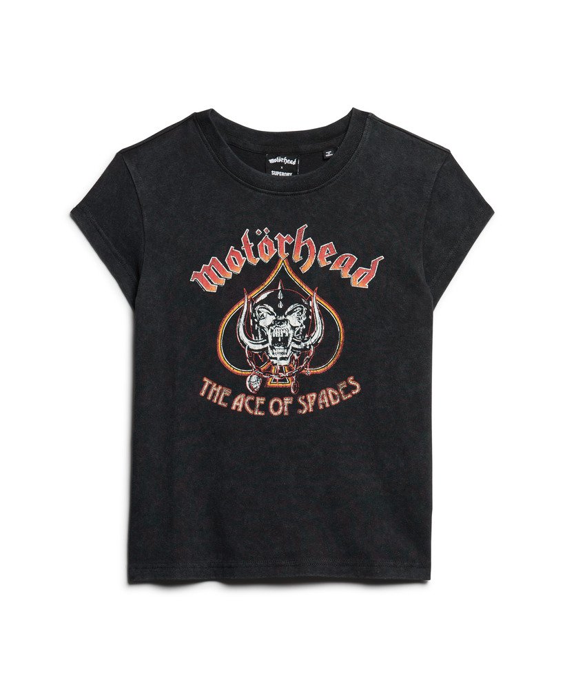 motörhead x superdry t-shirt met korte mouwen in zwaar donkerzwart