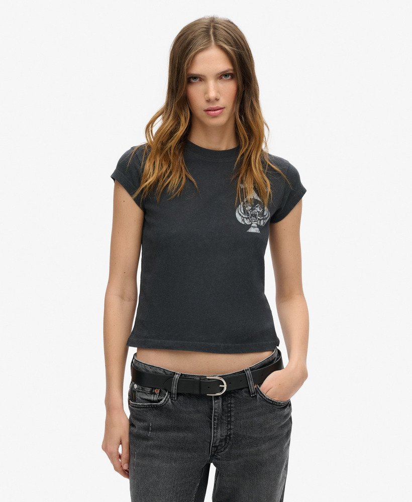 motörhead x superdry t-shirt met korte mouwen en bandmotief in zwart.