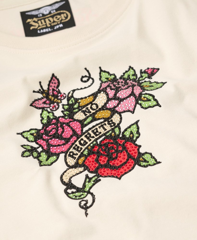 nauwsluitend t-shirt met kleine tattoo-strasssteentjes in rijstwit