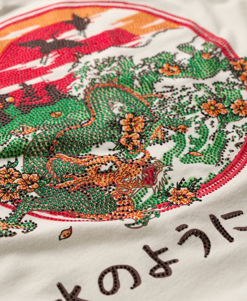 tokyo rhinestone relaxed t-shirt in gebroken wit
