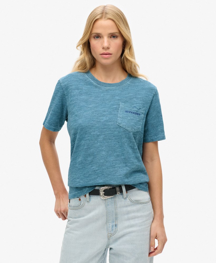 essential logo overdyed t-shirt in moonlight blue