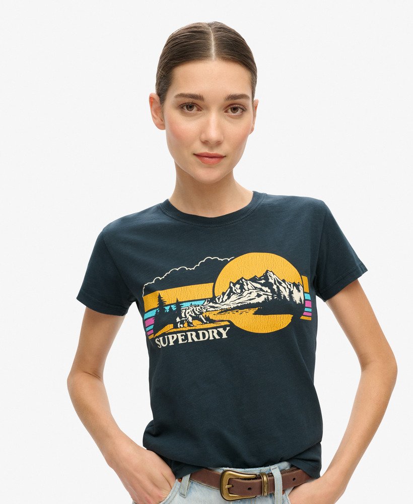 getailleerd t-shirt met strepen voor buiten in eclipse navy