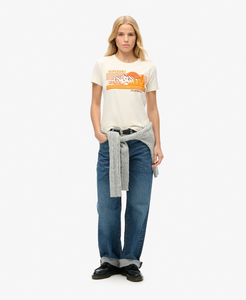 getailleerd t-shirt met strepen voor buiten in riff white