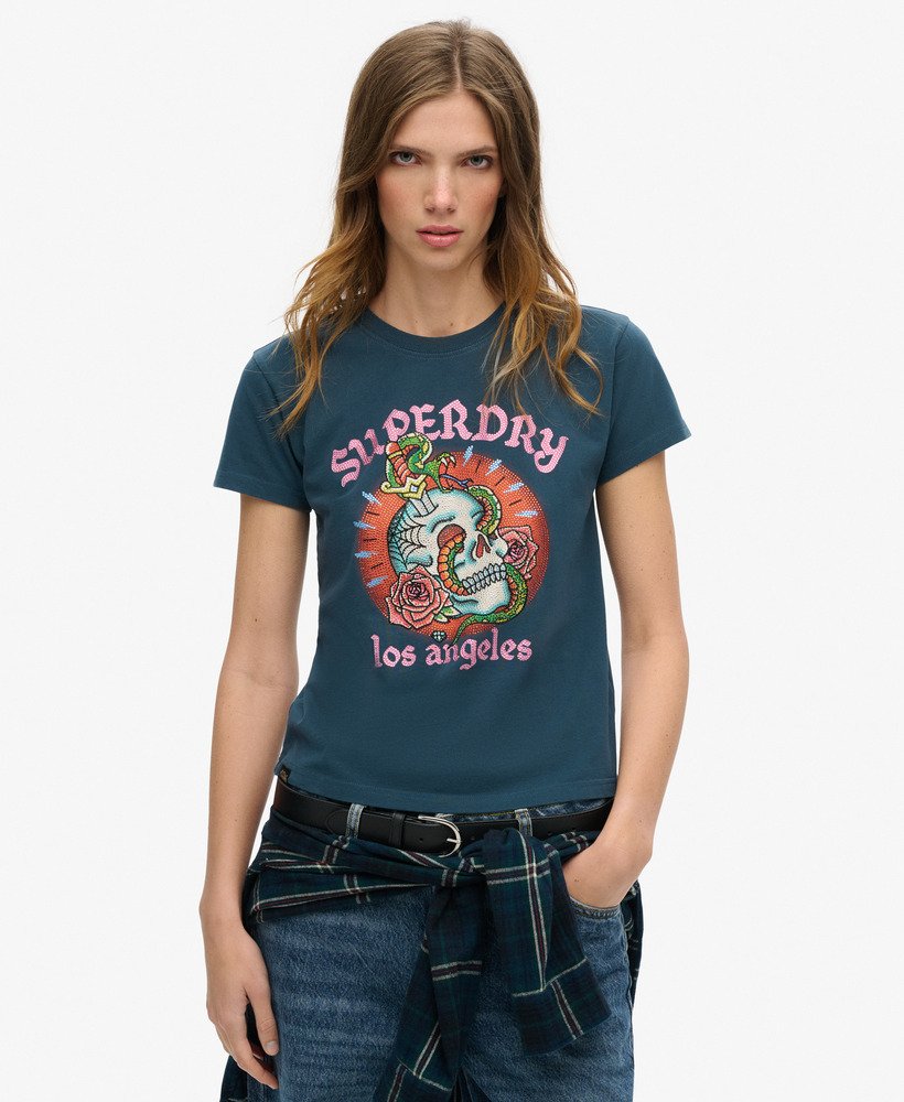 tattoo t-shirt met strasssteentjes in ink