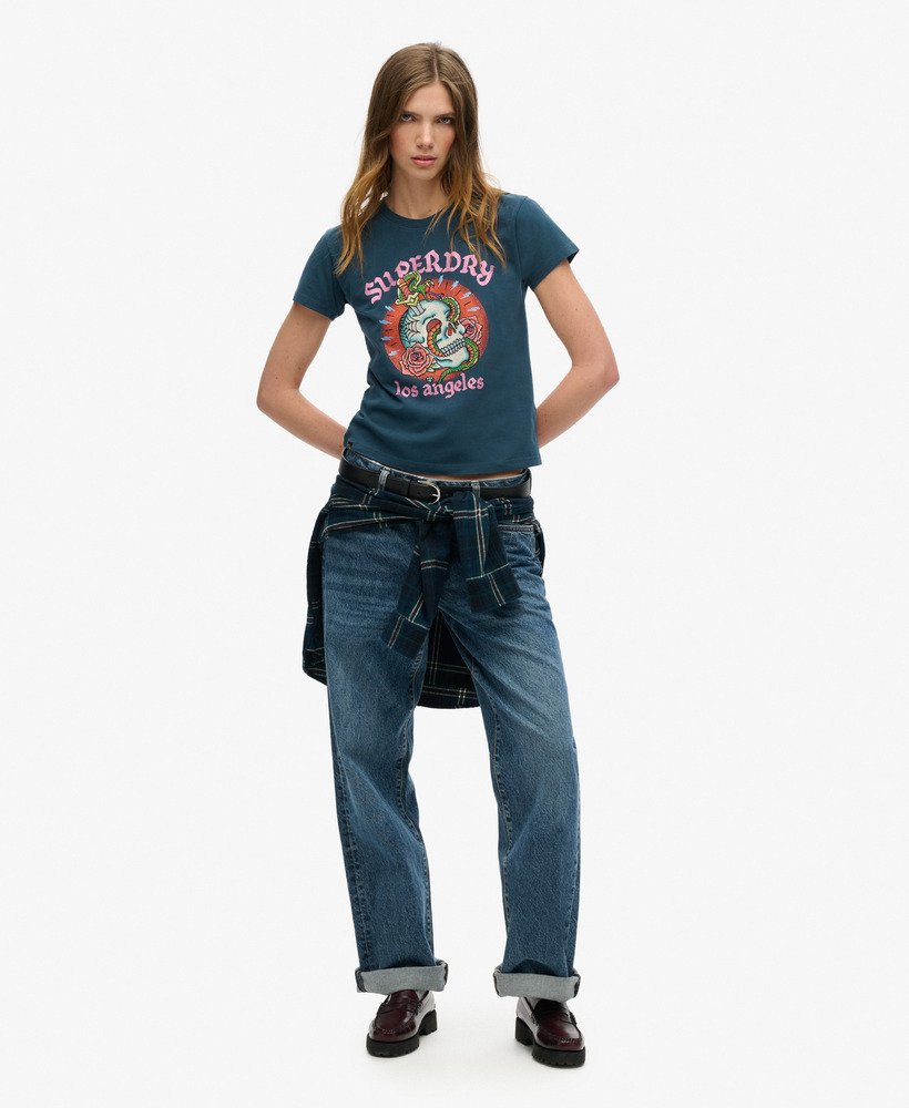 tattoo t-shirt met strasssteentjes in ink