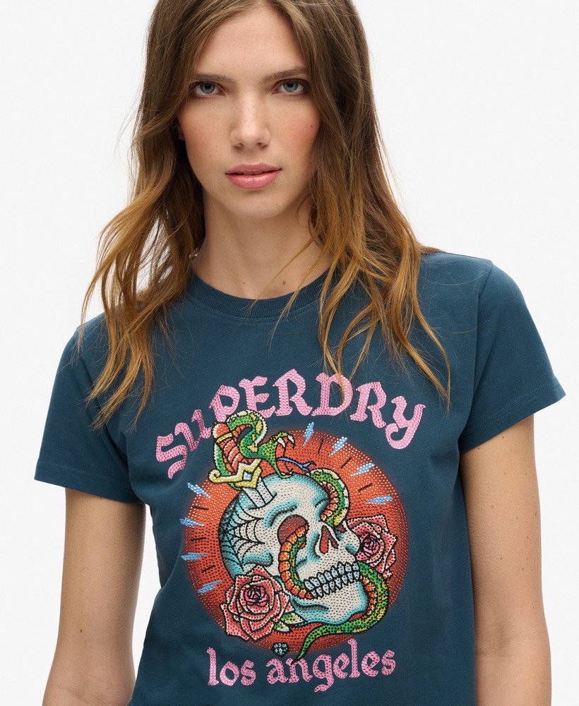tattoo t-shirt met strasssteentjes in ink