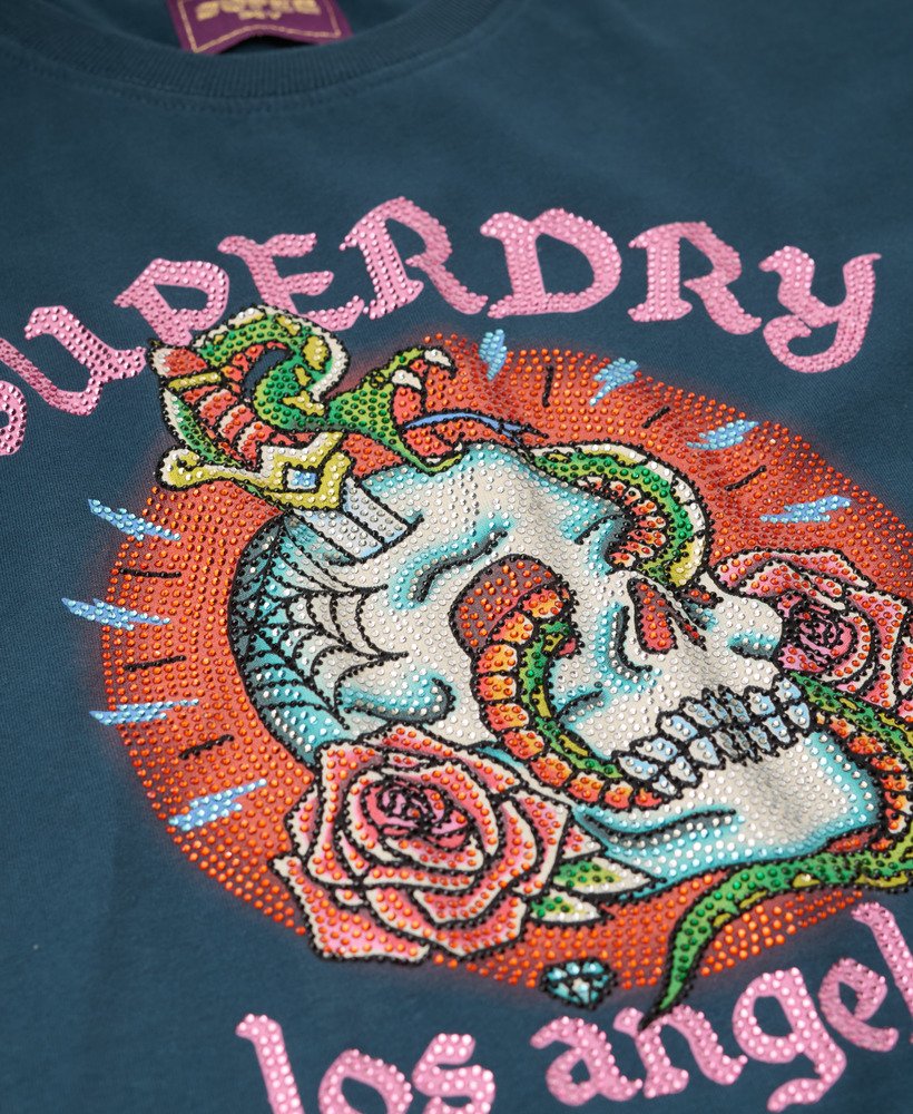 tattoo t-shirt met strasssteentjes in ink