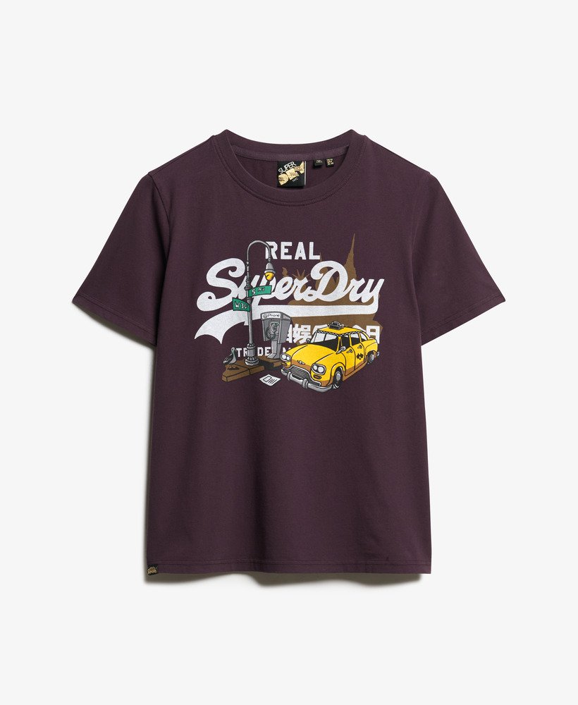 new york vintage logo relaxed t-shirt in winter berry purple