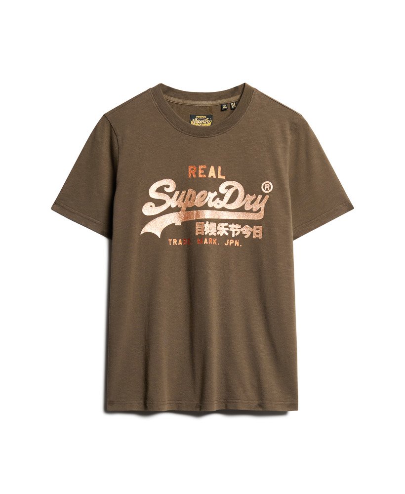 versierd vl graphic t-shirt in diep kaki groen met structuurverf.
